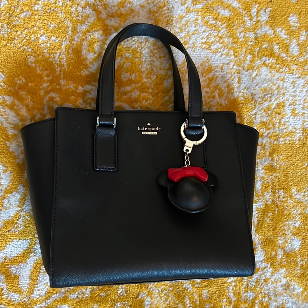 Kaye spade black bag with Minnie Mouse keychain included!